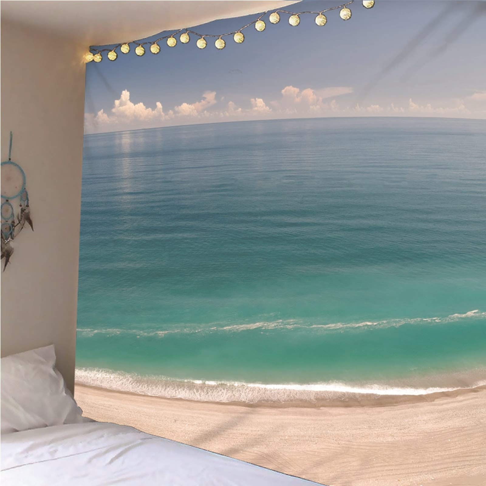 Aeici Tapiz Tela Muro Playa, Manta De Pared Cielo Océano Tapiz Pared para Colgar Pared(200X200Cm)
