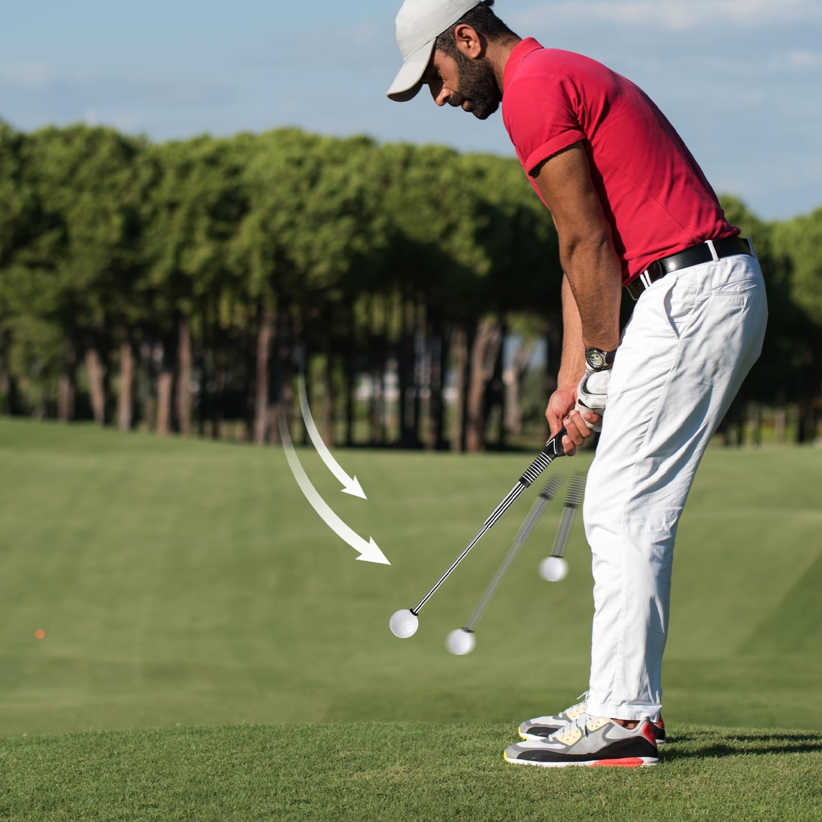 Desoto Golf Swing Trainer retrattile Golf Grip Training Aids per riscaldamento, mazza da golf destrorsa per allenamento indoor, accessori da golf, allenamento di forza e tempo per colpire scheggiature