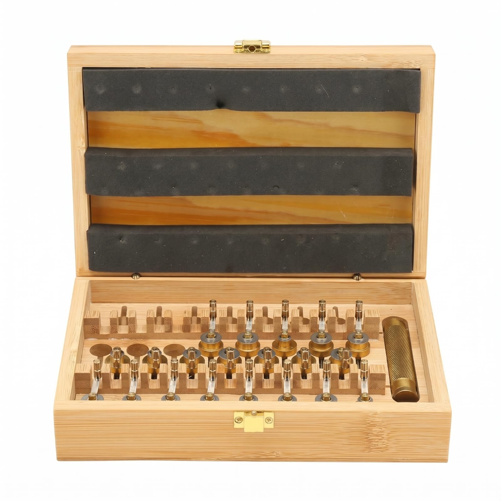 Harilla Watch Repair Winder Set Chiavi Carica Orologio Set Avvolgitori Chiave Ottone Strumento Manuale Custodia Legno Bambù con Scomparti per Manutenzione Orologi E Tasca Banco Lavoro Fai da Te