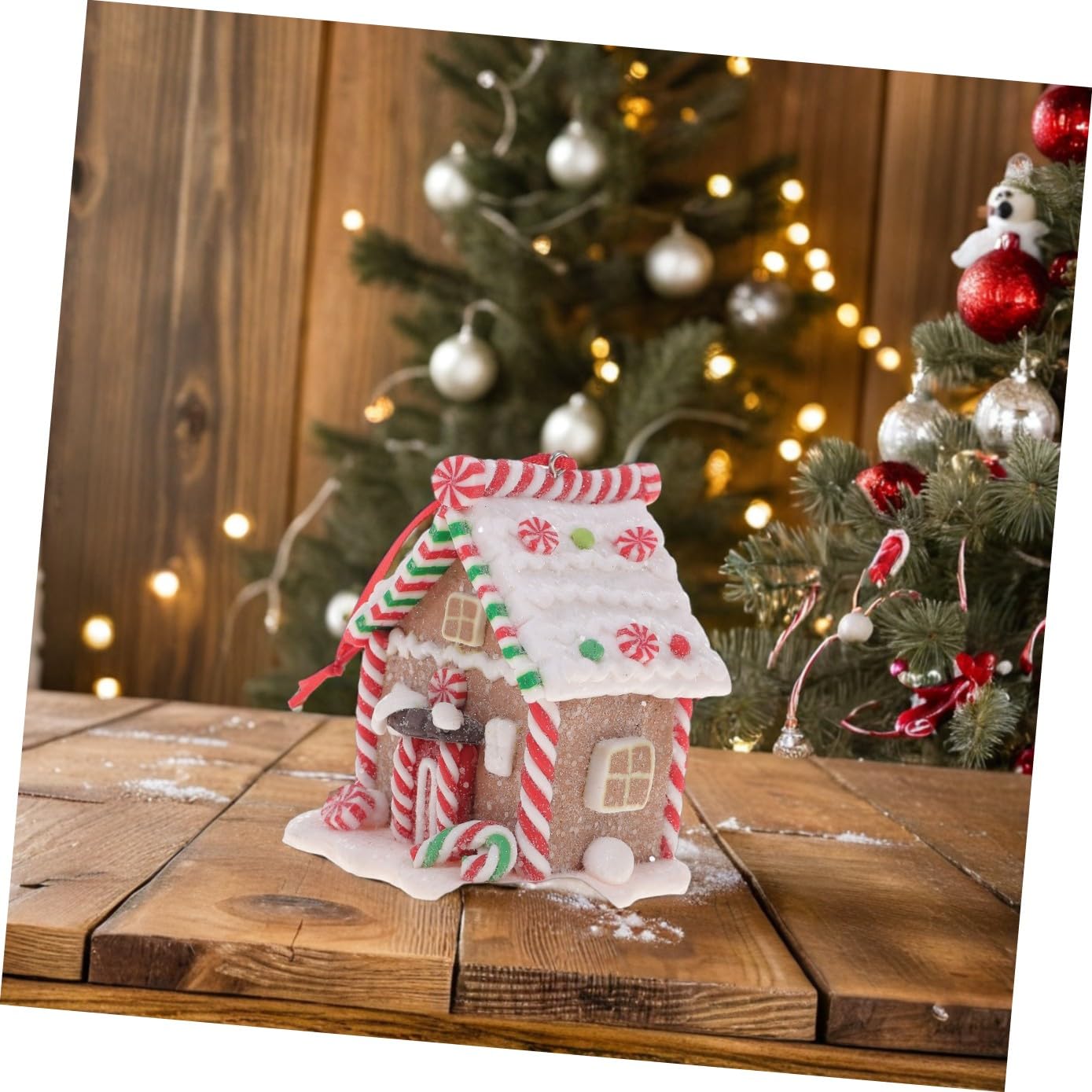 DECHOUS 4piezas Adorno Colgante De Navidad Resina Diseño De Casa Pequeña para Decorar Árbol De Navidad Ornamentación Festiva y Original