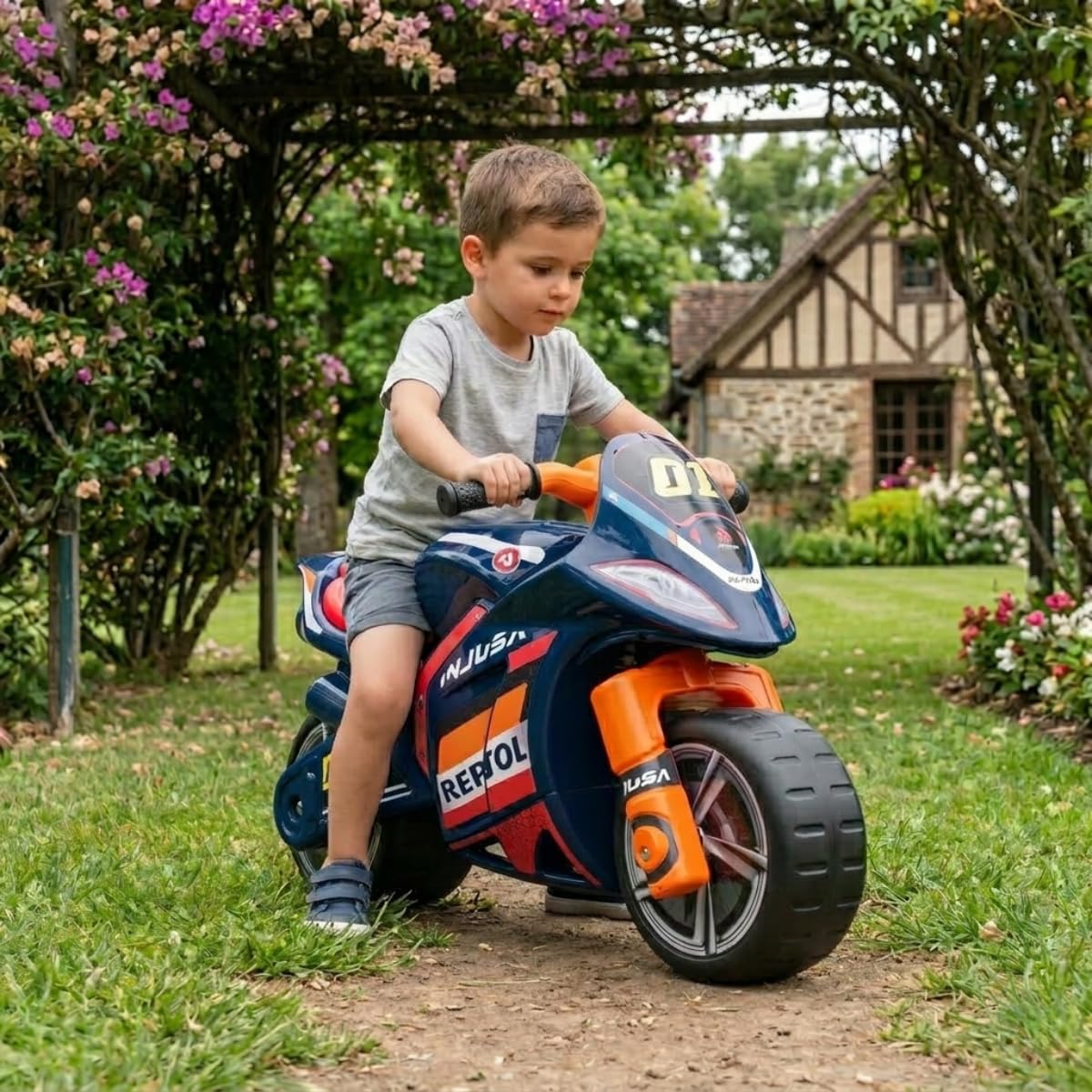 Moto Enfant 4 Ans XL Winner Repsol sans Pédales + Porteur Moto Course Enfant Garçon Fille + Stable + Confort + Guidon Ergonomique + Roues Larges + Fabriqué Europe | INJUSA