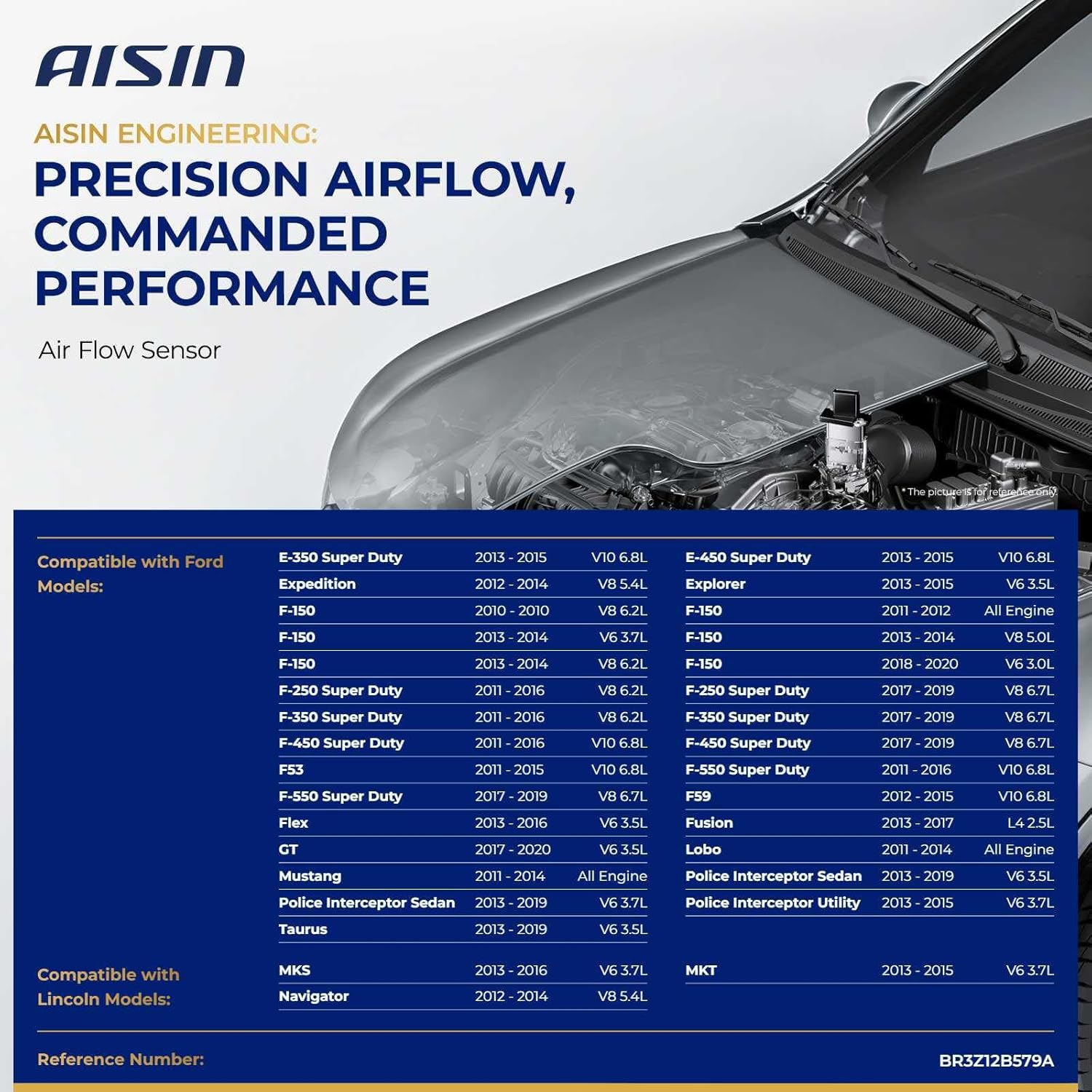 AISIN AFTERMARKET MAFFD-00081 Mass Air Flow (MAF) Sensor - Compatible with Ford F-150 F-250 F-350 F-450 Super Duty F53 F59 Explorer Fusion Mustang Taurus Lobo Flex Expedition, Lincoln Navigator
