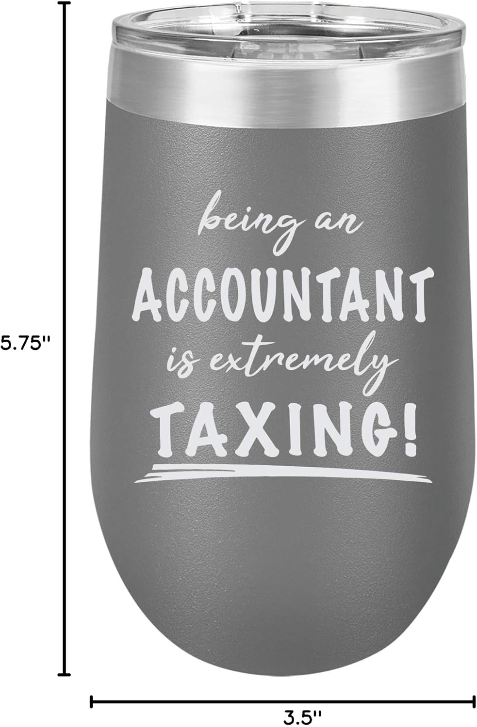 Being an Accountant Extremely Taxing Engraved Large Stainless Steel Wine Tumbler, 16 Oz., Grey