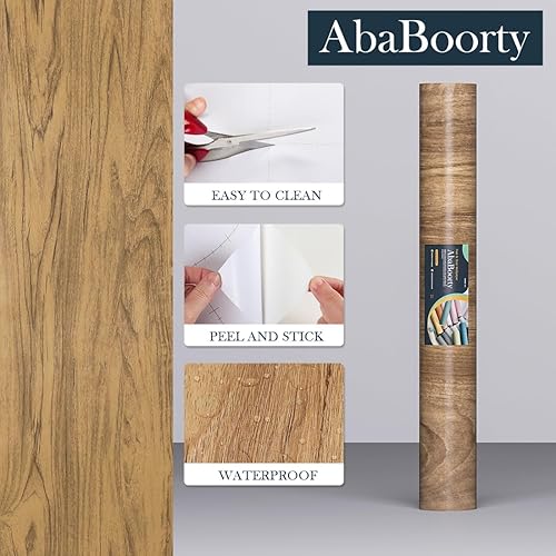 Vista 6 de AbaBoorty Papel tapiz autoadhesivo de grano de madera, autoadhesivo, extraíble, de madera marrón, papel de contacto para encimeras, papel tapiz