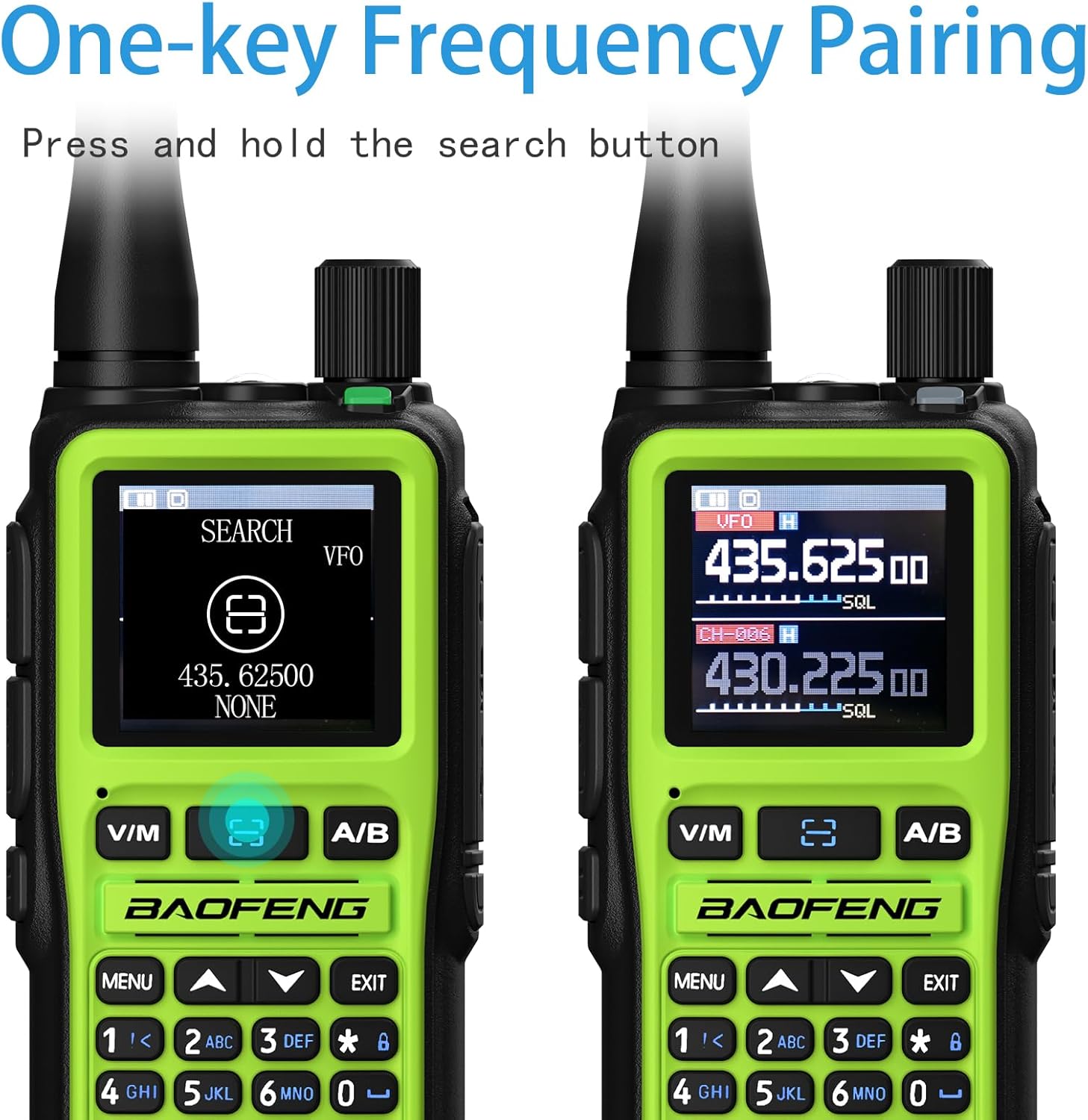 BAOFENG uv-5r mini Ham Radio,uv5r mini Handheld App Programming Walkie Talkies with 5W Power,Copy Frequency,999 Channels,USB-C Charging (Green-2PACK)
