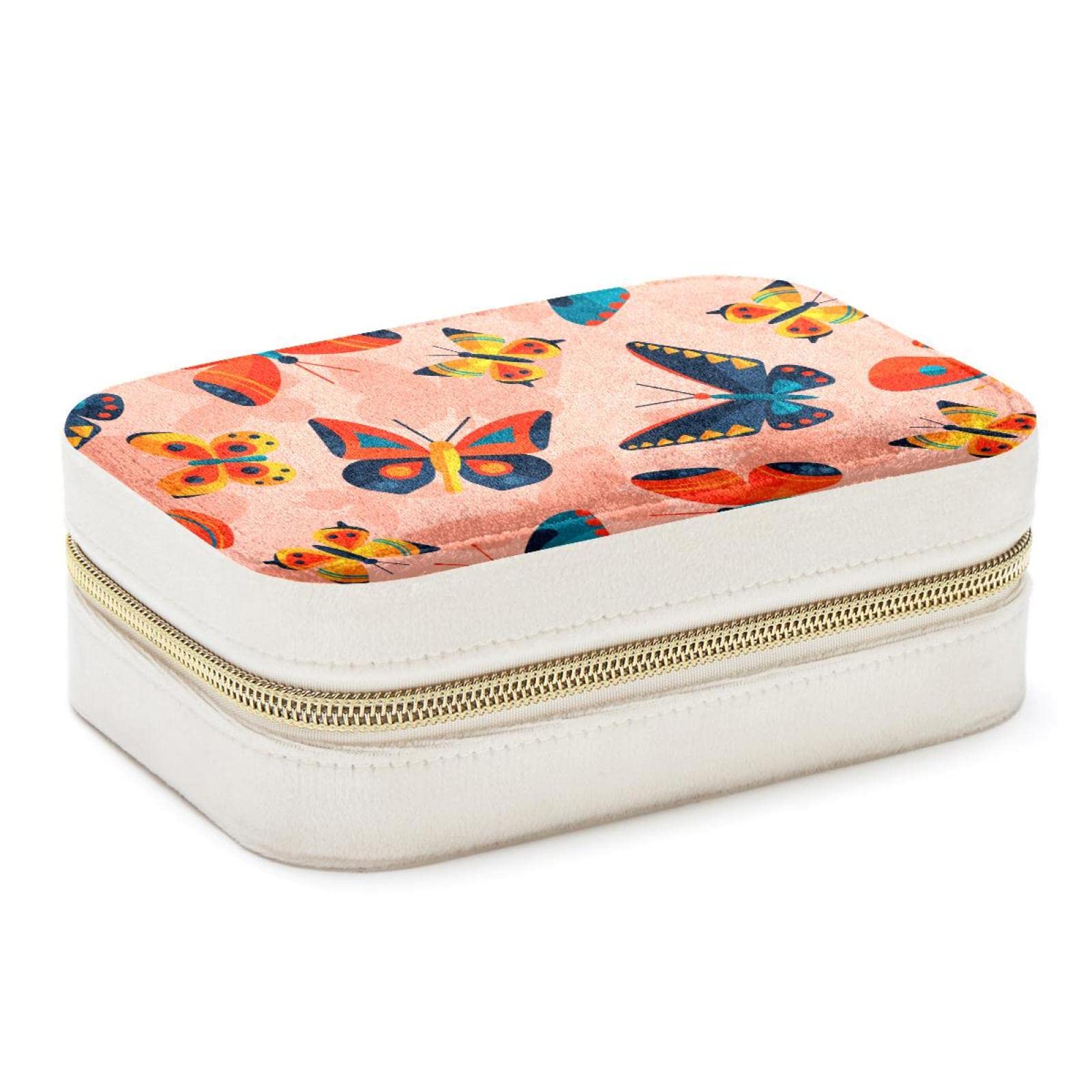 Boîte à bijoux de voyage papillon : mini organiseur portable pour bagues et colliers