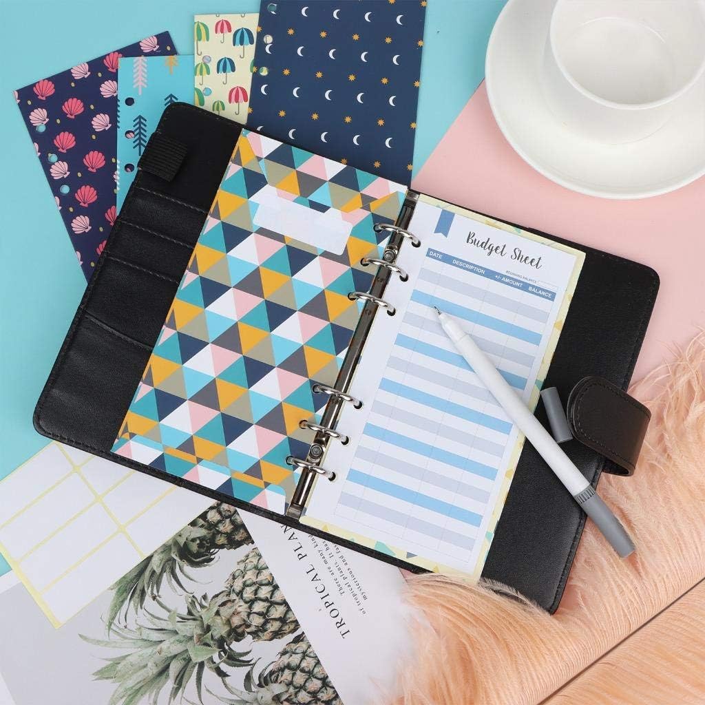 Xgood 28 Pieces PU Leather Budget Planner Organizer Binder Cash Envelope System for Budgeting Envelopes 12 Patterns Budget Money Envelopes, 12 Expense Budget Sheets with 24 Labels for Bill Planner: Home & Kitchen