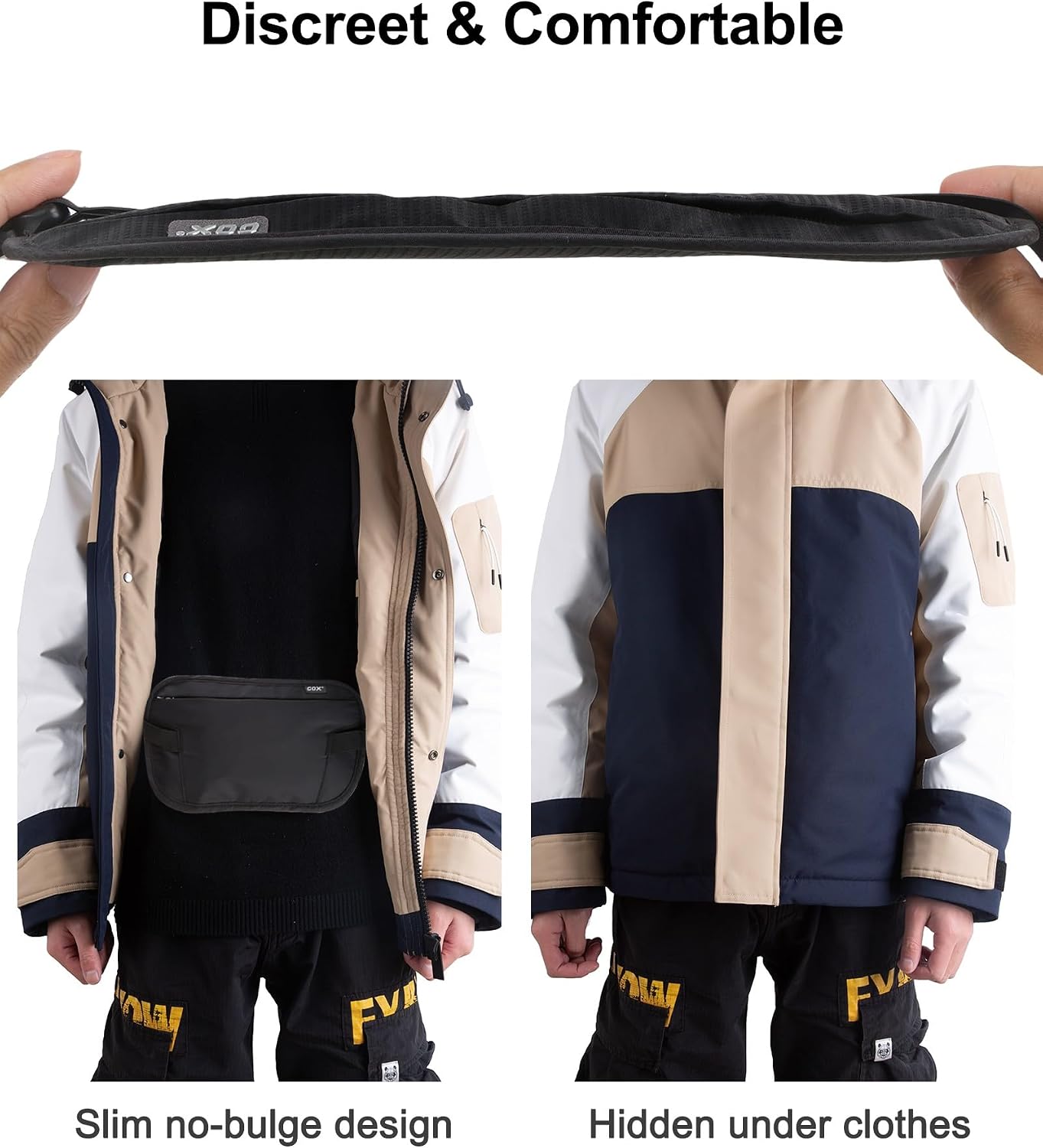 GOX Money Belt for Men Travel, Black-L