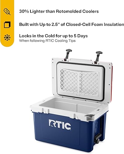 Miniatura 3 de RTIC Enfriador duro ultraligero aislado portátil para playa, bebidas, bebidas, campamento, picnic, pesca, barco, barbacoa, 30% más ligera que los
