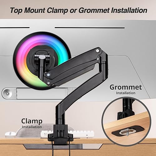 Miniatura 7 de AVLT Brazo de monitor súper ultra ancho de 17"-57" para pantallas de hasta 59.5 libras, soporte de escritorio de aluminio premium, altura neumática