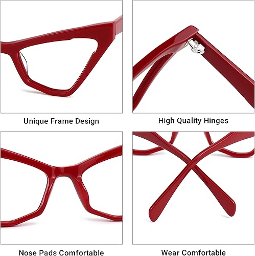 Miniatura 4 de VOOGLAM Gafas de bloqueo de luz azul de ojo de gato multicolor marco de anteojos falsos de moda para mujer antifatiga ocular y rayos UV