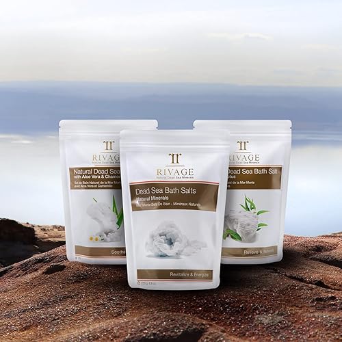 Rivage - Minerales naturales del mar muerto para baño, sal de limón, hierba de limón, 8.82oz, minerales naturales purifican y relajan veganos, sin