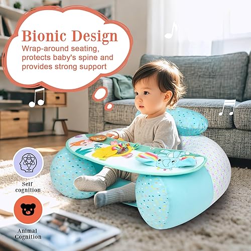 Miniatura 2 de Baby Donut Sit Me Up Asiento de suelo para 3-36 meses, asiento inflable para bebé con funda, silla de actividades para sentarse, bandeja sensorial