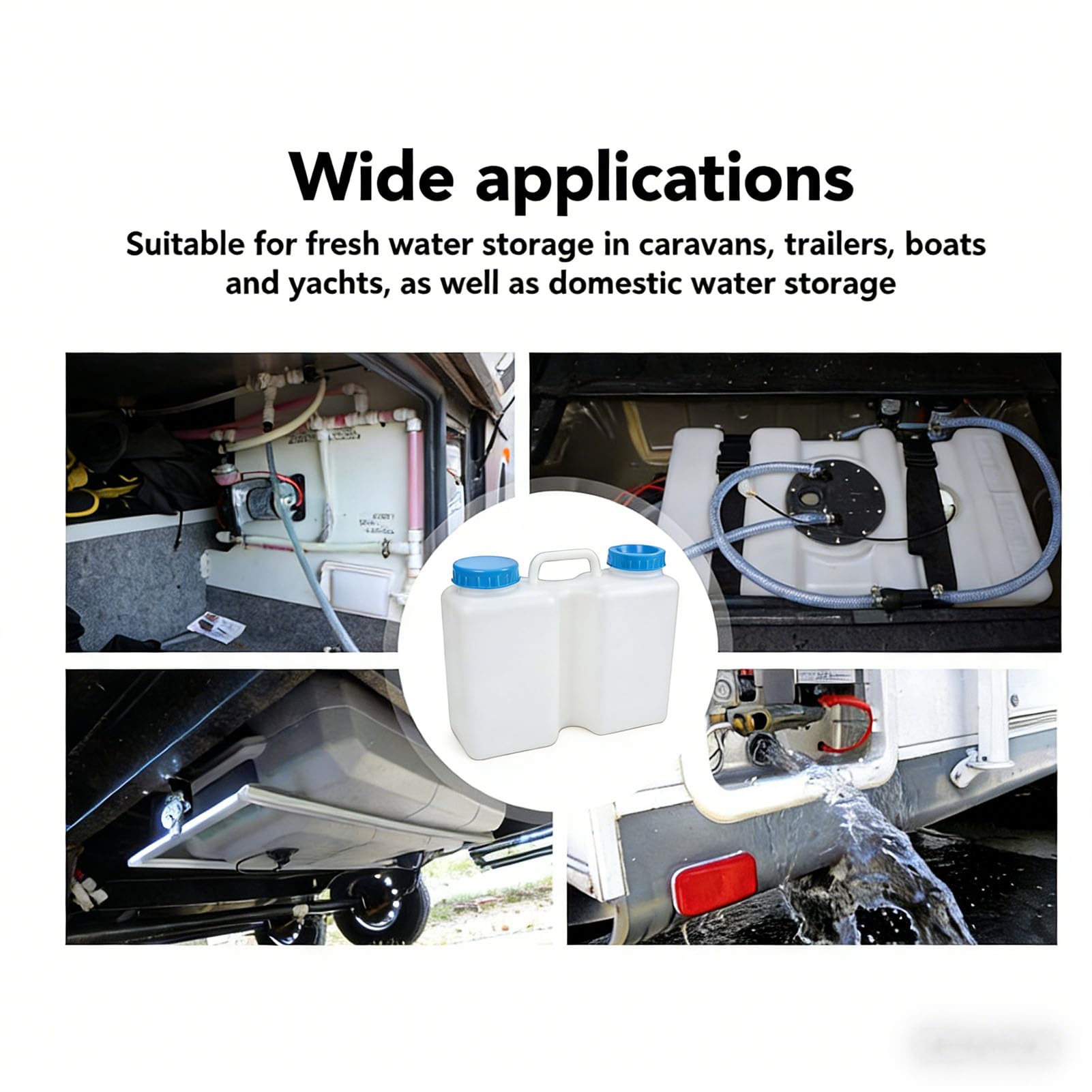 Asixxsix 3 Gallo RV-Frischwassertank, Lebensmittelechter LLDPE-Trinkwasserspeicher Zum Trinken, Kochen, Reinigen, Duschen, Wasserbehälter für Wohnmobile, Anhänger, Wohnmobile,