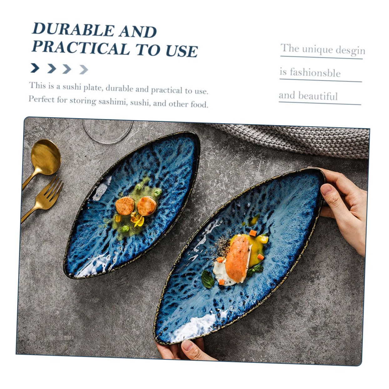 Gatuida Assiette à Sushi pour Maison Support à Saumon Assiette à Aliments Glacés