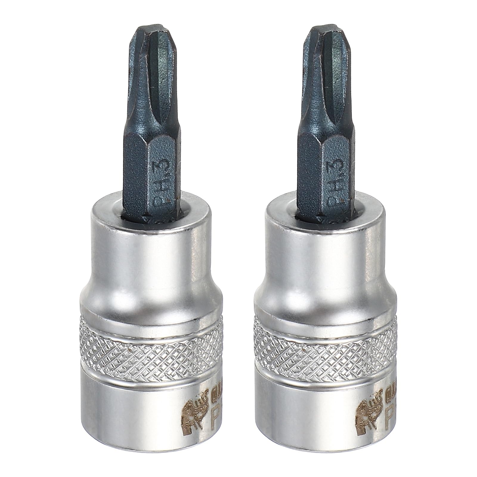 sourcing map 2Pcs Phillips Bit Socket 3/8" Drive PH3 S2 Steel Cross Head Screwdriver Drill Bits CR-V Steel Socket Adapter for Home Auto Axle Hex Nuts Bolts Repair