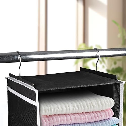 Miniatura 5 de Univivi Organizador de armario colgante de 6 estantes y almacenamiento con 4 cajones extraíbles y 6 bolsillos laterales, organizador de ropa de