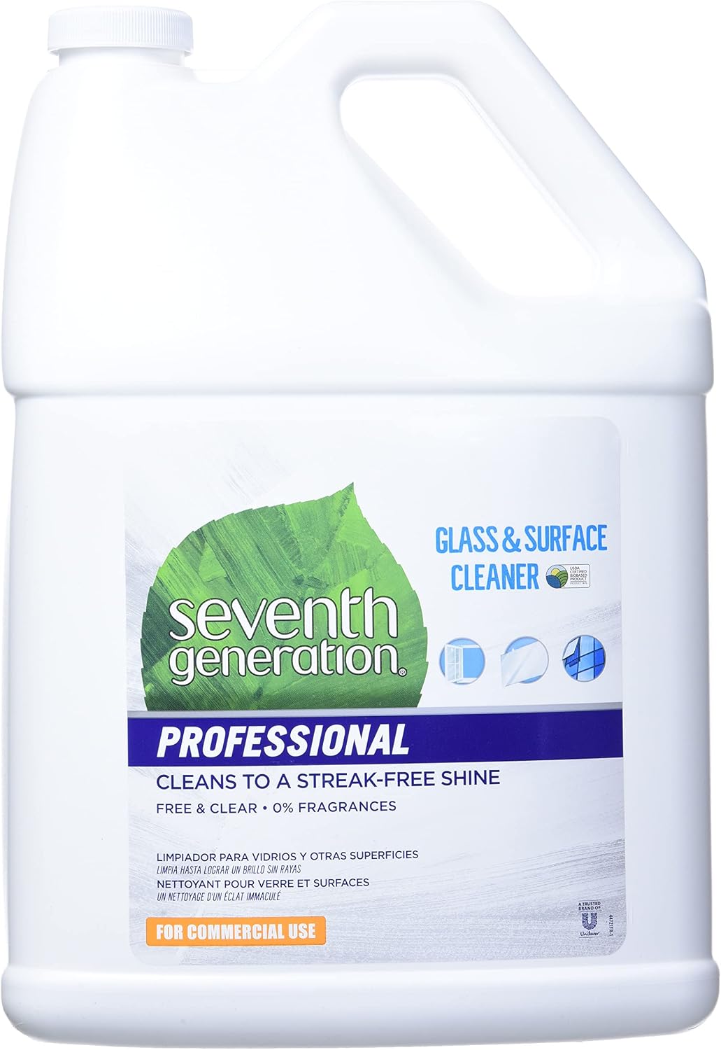 Single Seventh Generation Professional Glass and Surface Cleaner Refill, Free and Clear, Unscented, 128 Fluid Ounce - 1 Each
