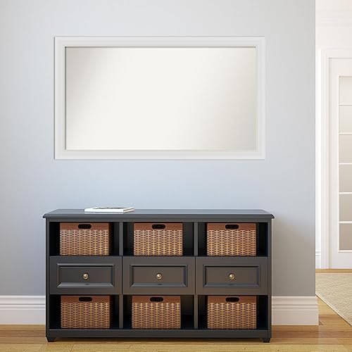 Miniatura 5 de Amanti Art White Bathroom Mirror for Over Sink, 28x48 Custom Made Flair Soft White Rectangle Vanity Mirror, Oversize Casual Wood Frame, Hangs