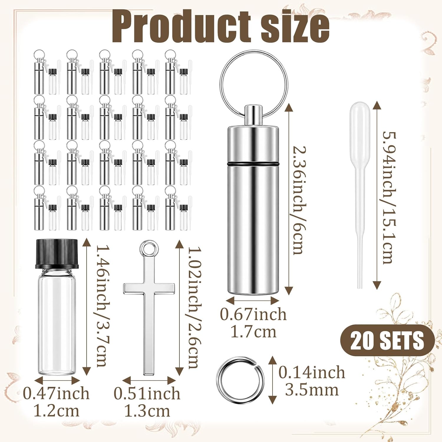 20 Sets Anointing Oil Bottles Keychain Pack for Prayer Travel Wedding