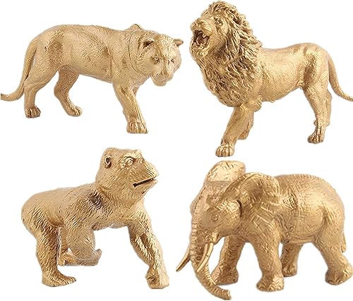 Miniatura 6 de Figuras de animales de safari, juguete dorado de animales de la selva para niños Animal dorado