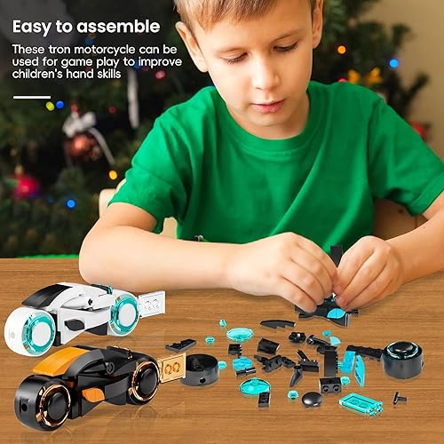 Miniatura 5 de Tron Legacy - Juego de construcción coleccionable de ciclo ligero Tron, juego de bloques de construcción para fanáticos de TRON y niños a partir de