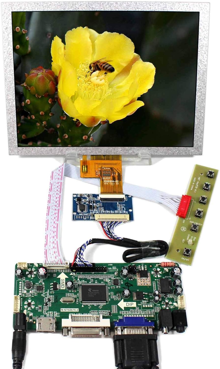 VSDISPLAY 8" 8 inch 1024x768 LCD Screen EJ080NA-04C with VGA DVI LCD Controller Board 68676