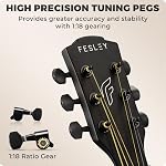 41" Acoustic Guitar Kit for Beginner: 4/4 Full Size Cutaway Acustica Guitarra Bundle for Adult with Gig Bag, Tuner, Strap, Strings, Picks, Capo, FF60, Black