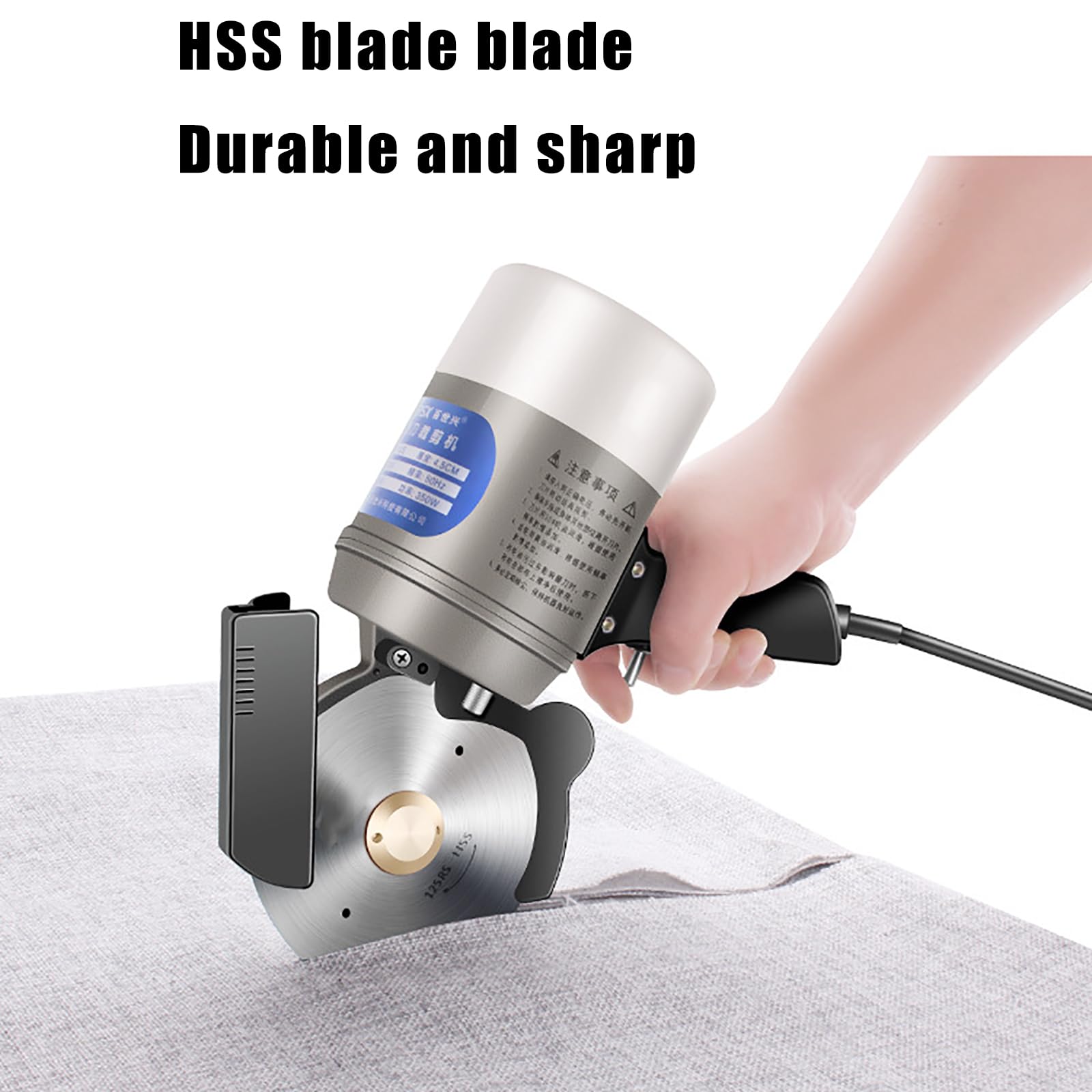 Tijeras Rotativas Eléctricas para Tela, Cortador Circular De Mano con Hoja De 125 Mm Y Función De Afilado Automático, Espesor De Corte De 45 Mm Y Corte Rápido De 2400 RPM, para Tela, Cuero