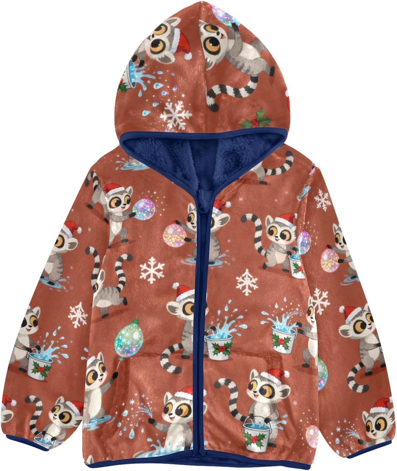 GuoChe Christmas Lemurs with Snowflakes Toddler Light Jackets Plush Lined Baby Coat