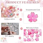 PATIKIL 200Pcs 19mm Perles de fleurs acryliques, cerise Blossom Gradient Or-Plated Floral Perles charme pour la fabrication de bijoux Bracelet Collier Boucles d'oreilles DIY Artisanat, Rose Rouge