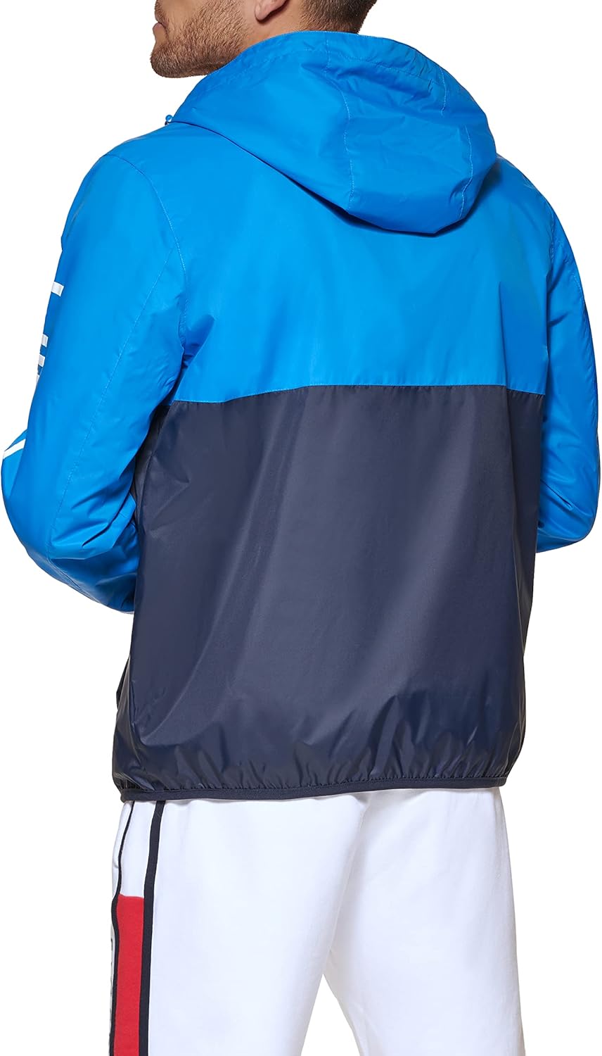 Tommy Hilfiger Men's Lightweight Active Water Resistant Hooded Rain Jacket