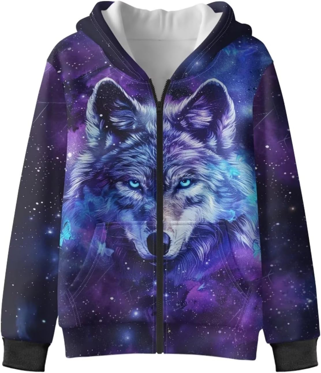 Boy's Fleece Jacket Long Sleeve Sherpa Lined Zip Up Hoodies Cool Cartoon Print Cardigan Sweatshirt Outerwear