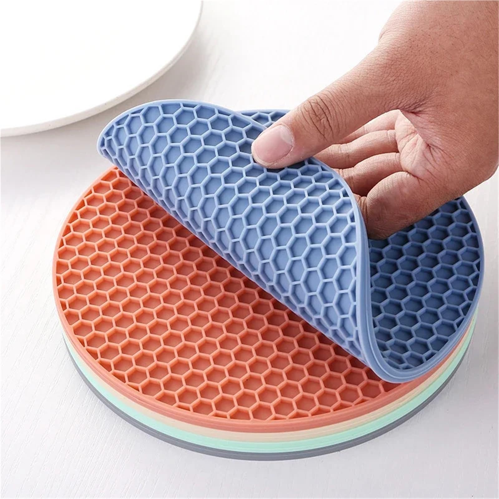 4 Piezas de Soportes Silicona for ollas, Almohadillas aislantes for vajilla, Antideslizantes Flexibles Resistentes al Calor for lavavajillas para Ollas y Sartenes Calientes(Grey)