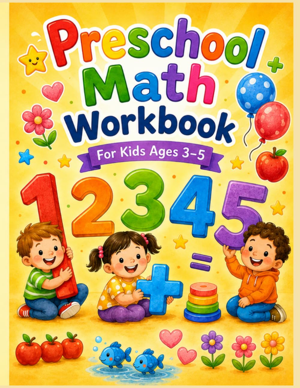 Preschool Math Workbook for Kids Ages 3–5: Full-Color Workbook for Numbers, Tracing, Shapes, Patterns, and Early Math Skills