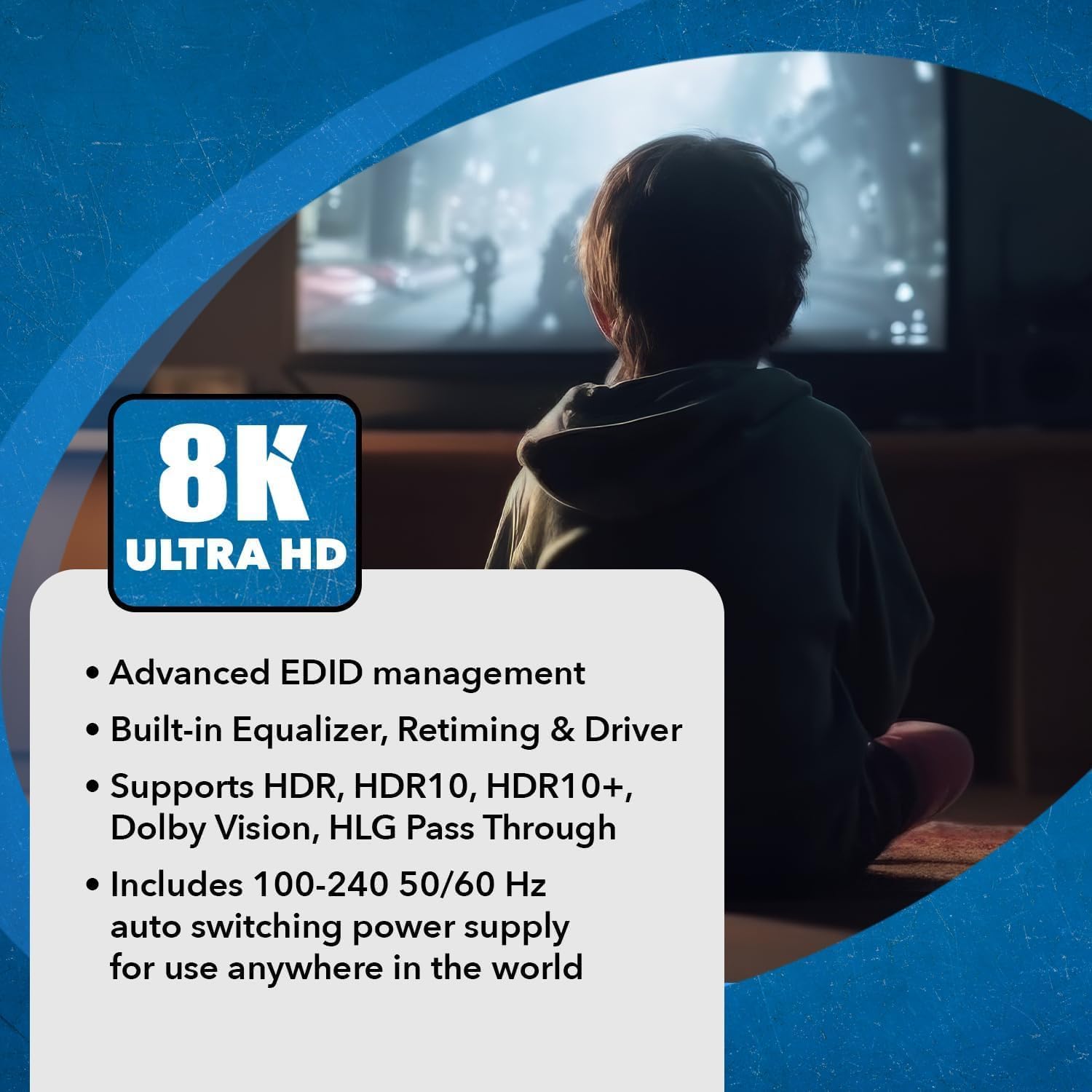 OREI Splitter HDMI 8K 1 in 4 Out, 1 x 4 Duplicate/Mirro Screen with Audio Extractor UltraHD Supports Up to 4K @ 120Hz IR EDID HDCP 2.3 for PS5, Xbox, NVIDIA (BK-104A)