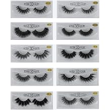 Braiton 3D Lashes 10 Pairs Faux False Eyelashes Dramatic Natural Look Fake Eyelashes Reusable Fluffy Eyelashes Soft Volume Lashes with Portable Boxes,D