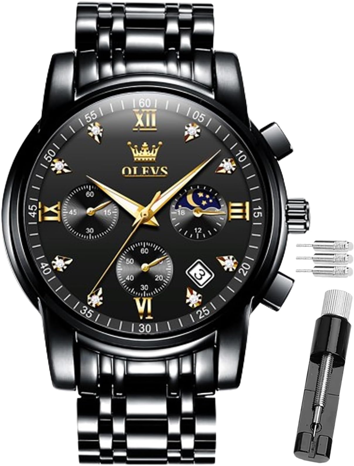 – Male Wrist Watches, Analog Quartz Business Stainless Steel Waterproof Luminous Watches Luxury