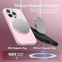 Vista 1361 de GONEZ Funda de silicona para iPhone 15 Pro Max, compatible con Magsafe, protector de cámara + protector de pantalla, forro de microfibra suave Negro