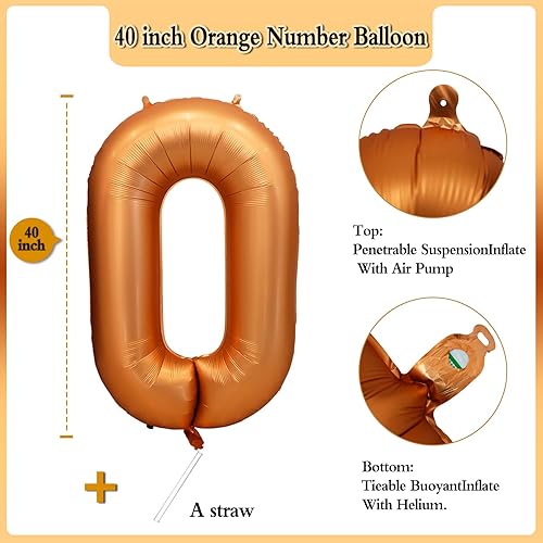 Miniatura 2 de Globos de número naranja de 40 pulgadas gigantes de aluminio de helio para decoraciones de fiesta de cumpleaños
