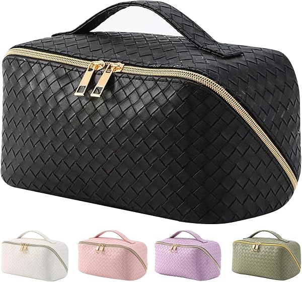 HAYAHARU Travel Makeup Bag with Handle and Divider