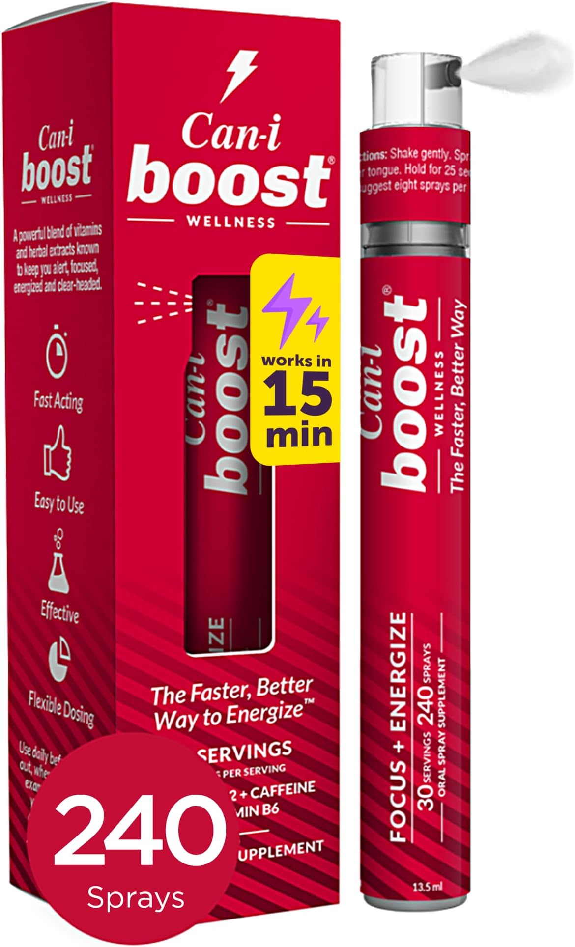 Can-i Boost — Fast-Acting Brain Supplement for Memory and Focus – Methylcobalamin B12 Sublingual Spray for Mental Clarity & Energy – Rhodiola Rosea Supplement with Ubiquinol CoQ10 – 30 Servings
