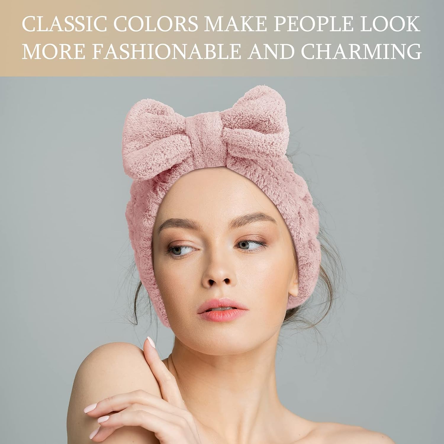 Hicarer 3 Pcs Bow Makeup Headbands, Skin Color image 5