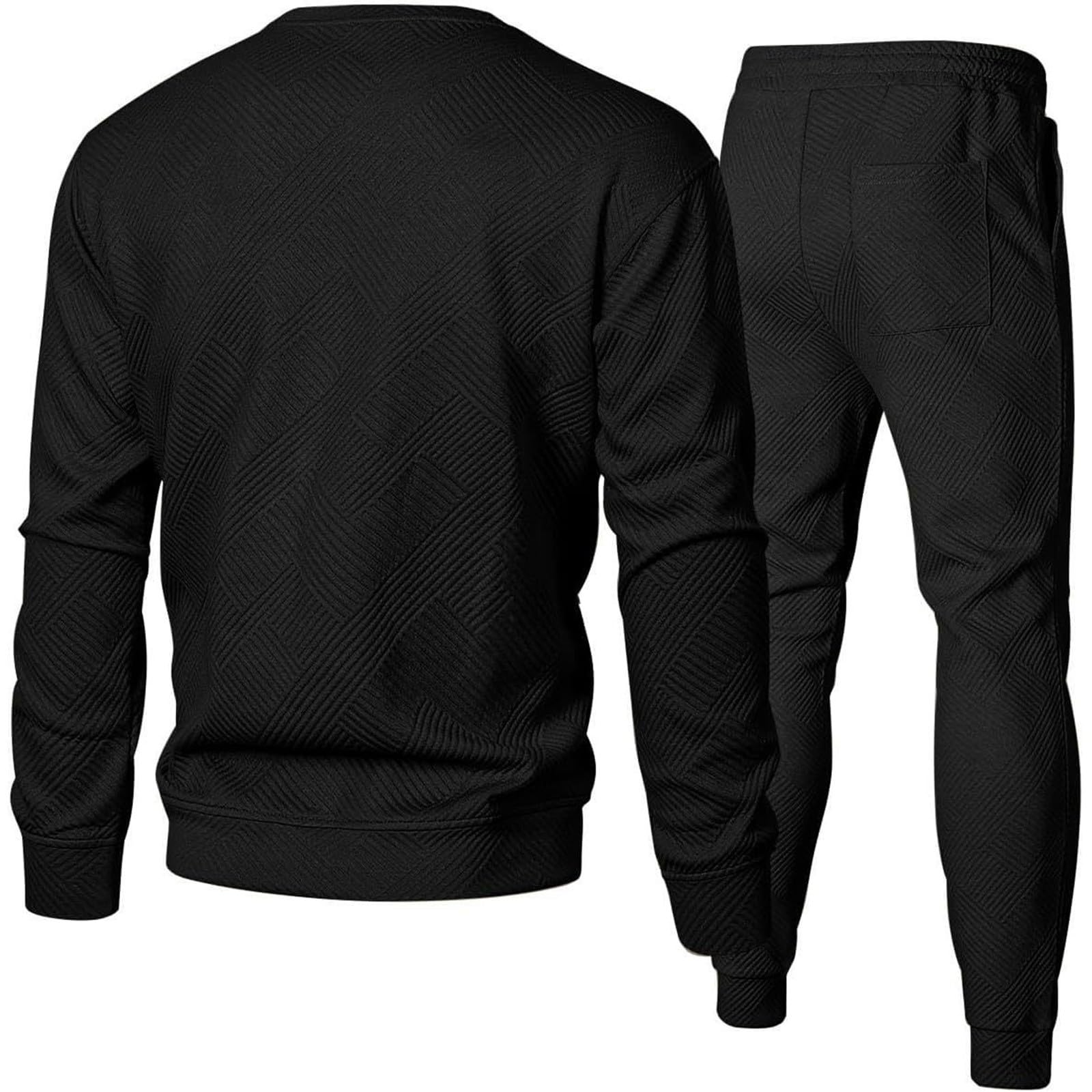 Ensemble Jogging Homme Sweats À Capuche Et Sport Pantalons Tenue Rayures Jacquard Manches Longues Cintré Outdoor Survetement Homme