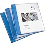 Flexible View 3 Ring Binder, Clear Front Customizable Cover with Solid Back, 1/2 Inch Round Rings, 3 Clear/Blue Binders (17670)
