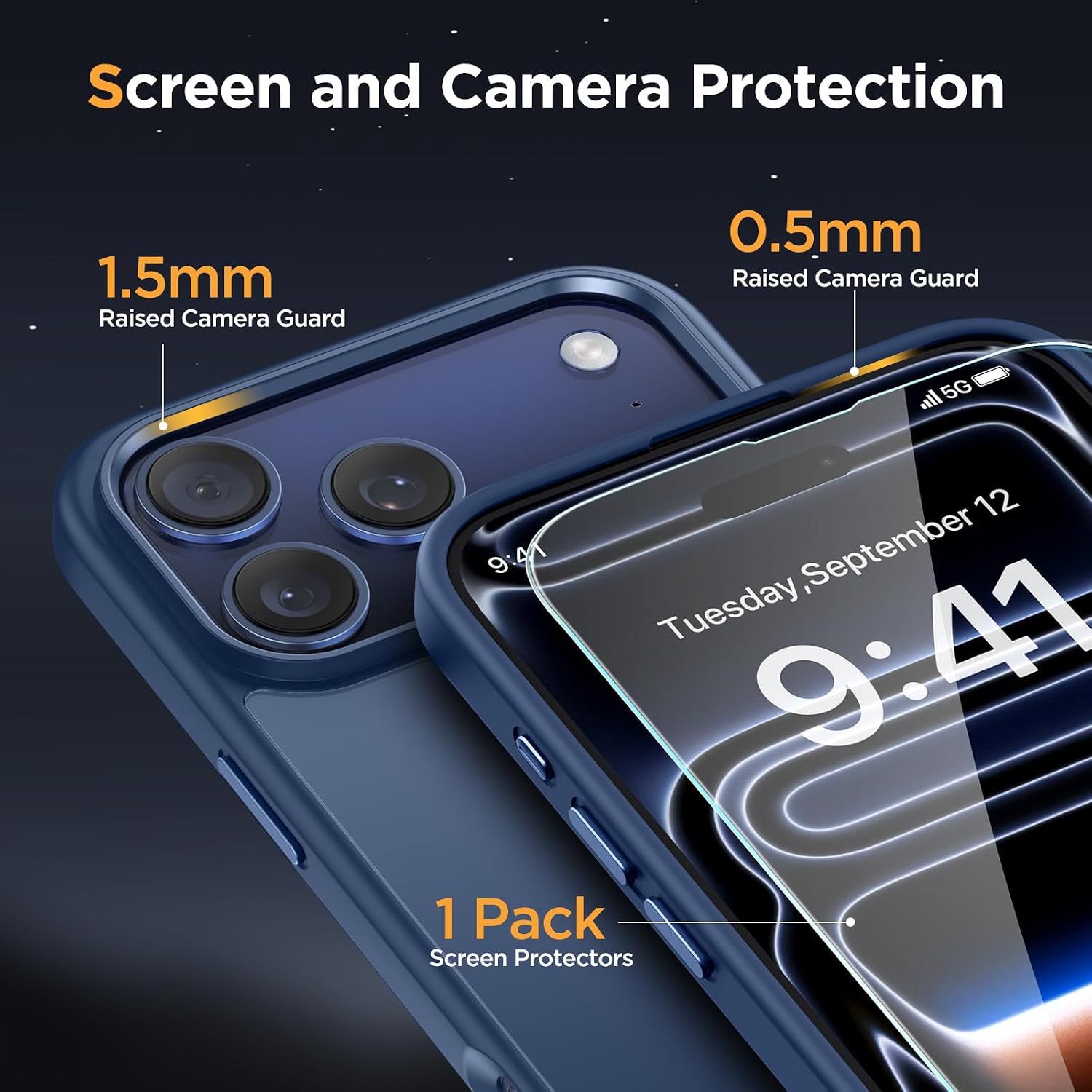  Magnetic for iPhone 17 Pro Case 6.3" with Screen Protector, [Compatible with MagSafe] Military-Grade Protection, Anti-Fingerprint, Slim Thin Phone Case for 17 Pro Cover, Glass Blue thumbnail