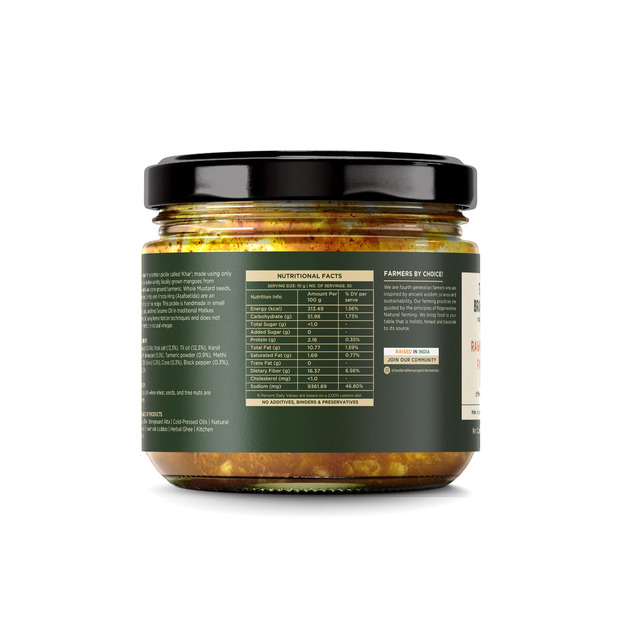 Two Brothers Organic Farms - Raw Mango Pickle (300g) | Homemade and Sundried Aam Ka Achar | Pickle Masala with No Preservatives | Made in India | Raw Pickle Mango 3