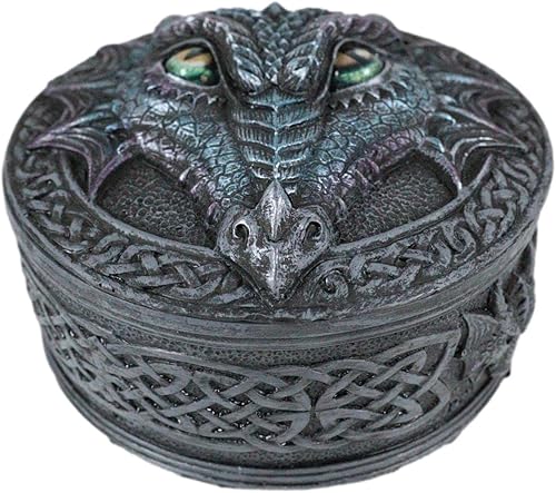 Miniatura 4 de Ebros Gift Nudo celta legendario azul medianoche dragón cara con ojos rodantes decorativo redondo baratija figurita medieval renacentista gótica