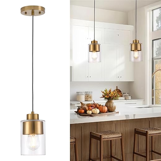 Gold Pendant Hanging Light with Dual Shade - $39.99