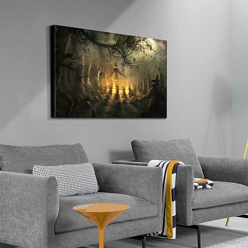 Miniatura 4 de Denozer - Lienzo decorativo para pared con temática de Halloween, imágenes aterradoras para dormitorio, sala de estar, lienzo, regalo de festival,